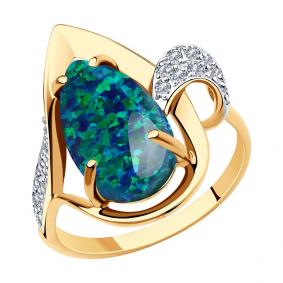 Золотое кольцо SOKOLOV 715788 с фианитом и опалом 715788 фото