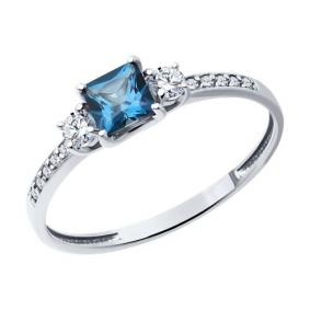 Кольцо из белого золота SOKOLOV 716273-3 с фианитом, горным хрусталём и Лондон топазом 716273-3 фото