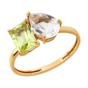 Золотое кольцо SOKOLOV 716334 с кварцем и горным хрусталём 716334 фото