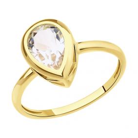 Кольцо из лимонного золота SOKOLOV 716818-2 с горным хрусталём 716818-2 фото