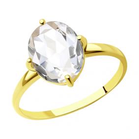 Кольцо из лимонного золота SOKOLOV 716884-2 с горным хрусталём 716884-2 фото