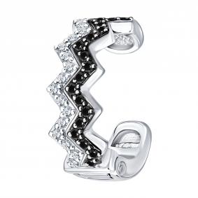 Золотые серьги SOKOLOV 7170010-3 с бриллиантом и чёрным бриллиантом 7170010-3 фото