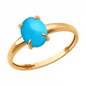 Золотое кольцо SOKOLOV 717095 с бирюзой 717095 фото