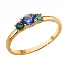 Золотое кольцо SOKOLOV 717118 с топазом, сапфиром и турмалином 717118 фото