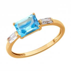 Золотое кольцо SOKOLOV 717141 с топазом и фианитом 717141 фото