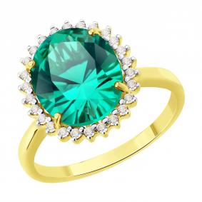 Кольцо из лимонного золота SOKOLOV 717230-2 с топазом и гидротермальным изумрудом 717230-2 фото