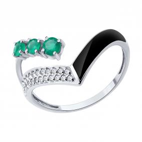 Золотое кольцо SOKOLOV 717249-3 с фианитом и агатом 717249-3 фото