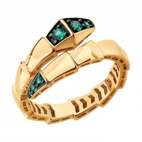 Золотое кольцо SOKOLOV 717252 с гидротермальным изумрудом 717252 фото