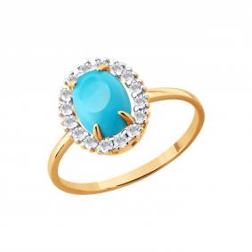 Золотое кольцо SOKOLOV 717284 с топазом и бирюзой 717284 фото