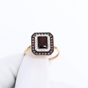 Золотое кольцо SOKOLOV 717290 с фианитом и гранатом 717290 фото