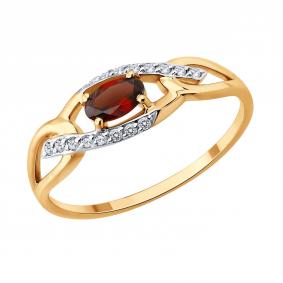 Золотое кольцо SOKOLOV 717293 с фианитом и гранатом 717293 фото