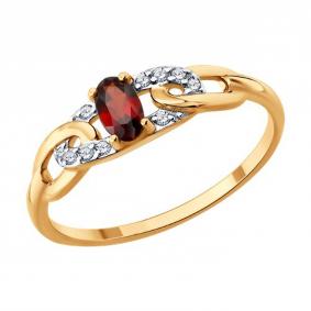 Золотое кольцо SOKOLOV 717294 с фианитом и гранатом 717294 фото