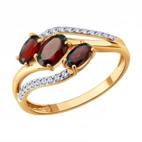 Золотое кольцо SOKOLOV 717321 с фианитом и гранатом 717321 фото