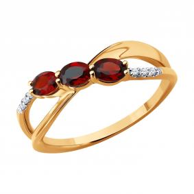 Золотое кольцо SOKOLOV 717323 с фианитом и гранатом 717323 фото