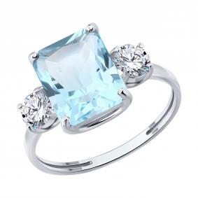 Кольцо из белого золота SOKOLOV 717327-3 с топазом и фианитом 717327-3 фото