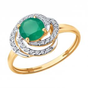 Золотое кольцо SOKOLOV 717337 с фианитом и агатом 717337 фото