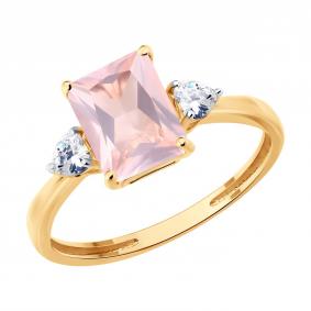 Золотое кольцо SOKOLOV 717341 с фианитом и кварцем 717341 фото