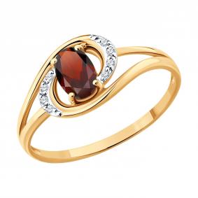 Золотое кольцо SOKOLOV 717345 с фианитом и гранатом 717345 фото