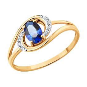 Золотое кольцо SOKOLOV 717346 с фианитом и сапфировым корундом 717346 фото