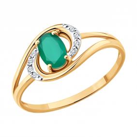 Золотое кольцо SOKOLOV 717347 с фианитом и агатом 717347 фото