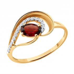 Золотое кольцо SOKOLOV 717349 с фианитом и гранатом 717349 фото