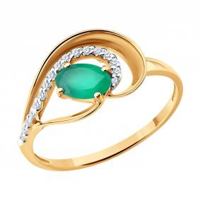 Золотое кольцо SOKOLOV 717350 с фианитом и агатом 717350 фото