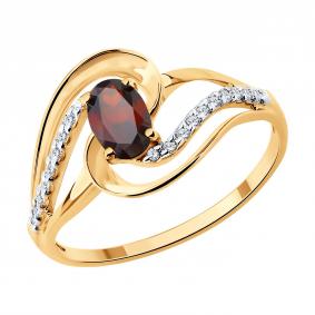 Золотое кольцо SOKOLOV 717352 с фианитом и гранатом 717352 фото