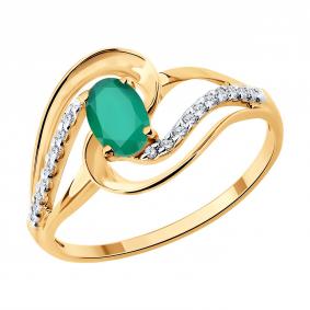 Золотое кольцо SOKOLOV 717354 с фианитом и агатом 717354 фото