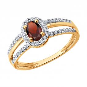 Золотое кольцо SOKOLOV 717356 с фианитом и гранатом 717356 фото