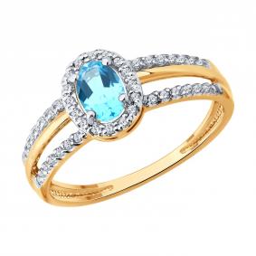 Золотое кольцо SOKOLOV 717357 с топазом и фианитом 717357 фото