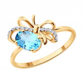 Золотое кольцо SOKOLOV 717361 с топазом и фианитом 717361 фото