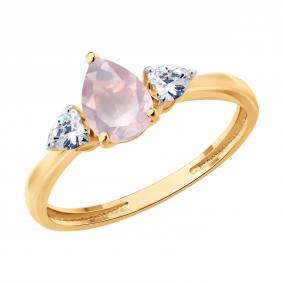 Золотое кольцо SOKOLOV 717364 с фианитом и кварцем 717364 фото