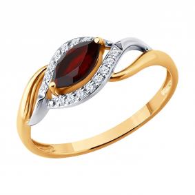 Золотое кольцо SOKOLOV 717370 с фианитом и гранатом 717370 фото