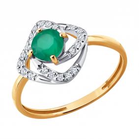 Золотое кольцо SOKOLOV 717371 с фианитом и агатом 717371 фото