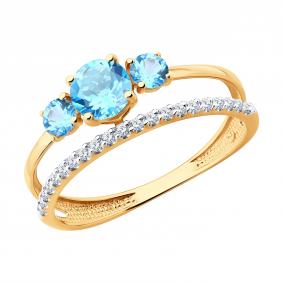 Золотое кольцо SOKOLOV 717374 с топазом и фианитом 717374 фото