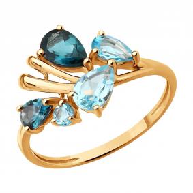 Золотое кольцо SOKOLOV 717387 с топазом и Лондон топазом 717387 фото