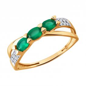 Золотое кольцо SOKOLOV 717406 с фианитом и агатом 717406 фото