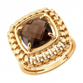 Золотое кольцо SOKOLOV 717407 с раухтопазом 717407 фото