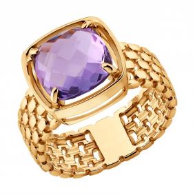 Золотое кольцо SOKOLOV 717419 с аметистом 717419 фото