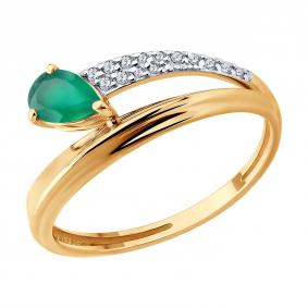 Золотое кольцо SOKOLOV 717436 с фианитом и агатом 717436 фото