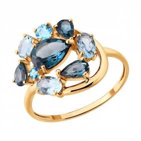 Золотое кольцо SOKOLOV 717460 с топазом и Лондон топазом 717460 фото