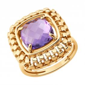 Золотое кольцо SOKOLOV 717472 с аметистом 717472 фото