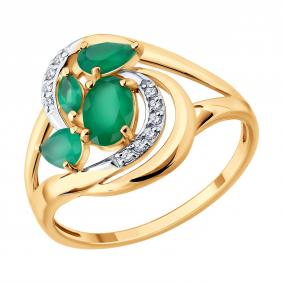 Золотое кольцо SOKOLOV 717775 с фианитом и агатом 717775 фото