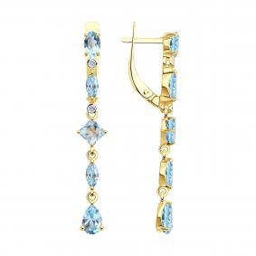 Серьги из лимонного золота SOKOLOV 72-00088-2 с топазом и бриллиантом 72-00088-2 фото