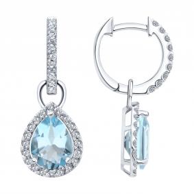 Золотые серьги SOKOLOV 72-00434-3 с топазом и бриллиантом выращенным 72-00434-3 фото