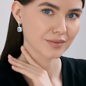 Серьги из белого золота SOKOLOV 72-00509-3 с топазом и бриллиантом 72-00509-3 фото