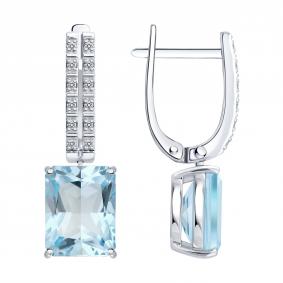 Золотые серьги SOKOLOV 72-00514-3 с топазом и бриллиантом 72-00514-3 фото