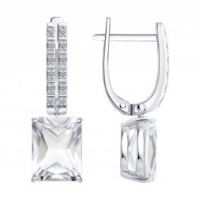 Золотые серьги SOKOLOV 72-00515-3 с бриллиантом и горным хрусталём 72-00515-3 фото