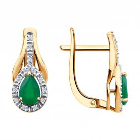 Золотые серьги SOKOLOV 72-00522 с бриллиантом и агатом 72-00522 фото