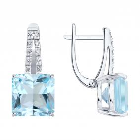 Золотые серьги SOKOLOV 72-00530-3 с топазом и бриллиантом 72-00530-3 фото